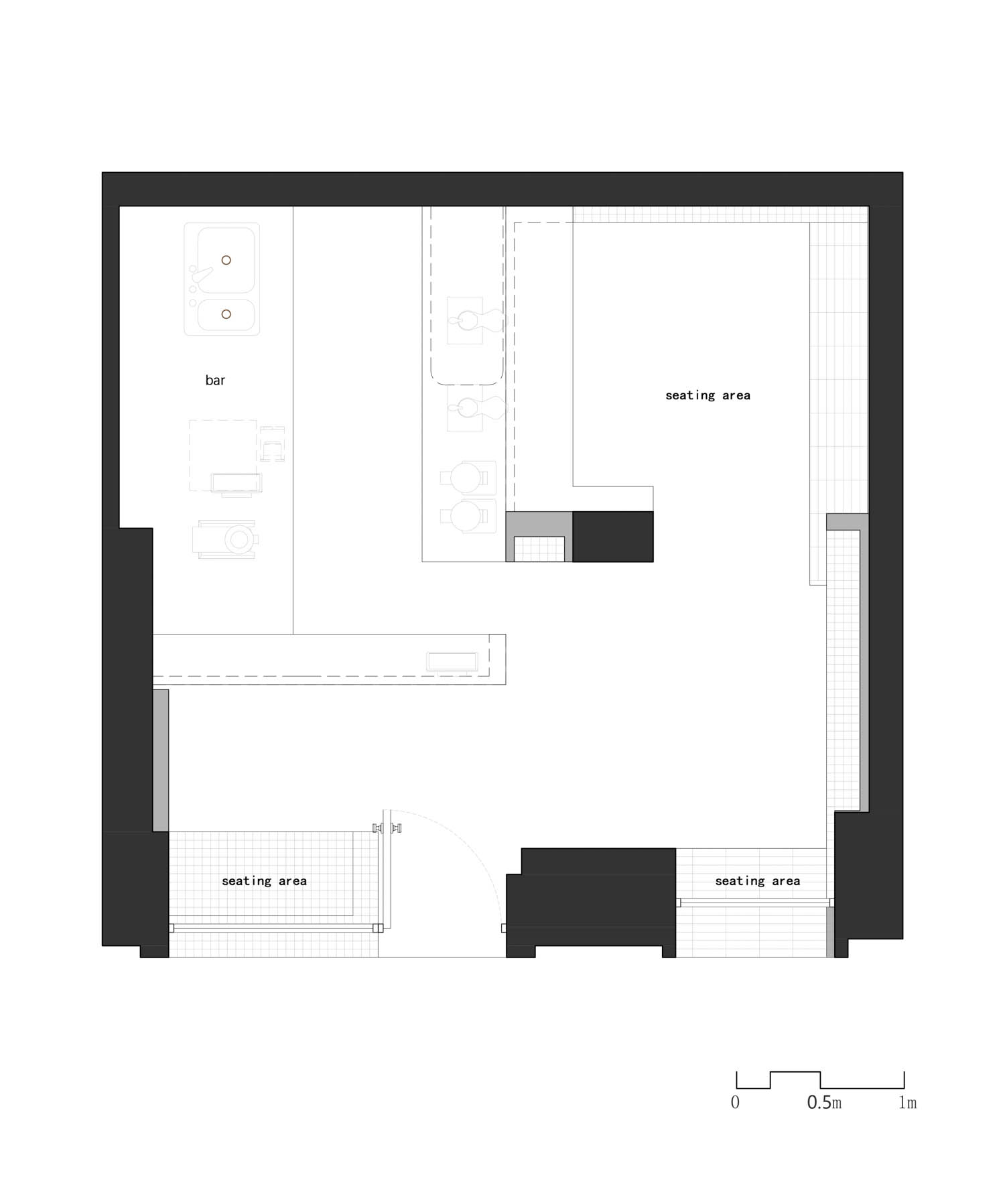 plan drawing Shanghai cafe / Aloha cafe / Atelier IN