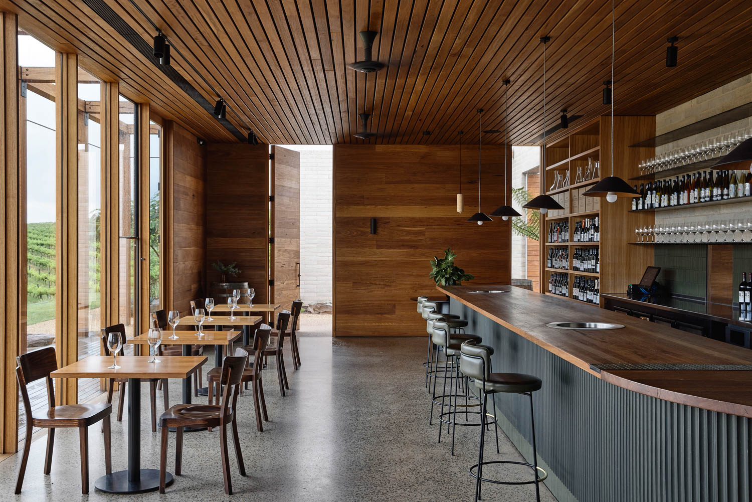 counter and storage Delatite Cellar Door / Mansfield / Clemenger Architects