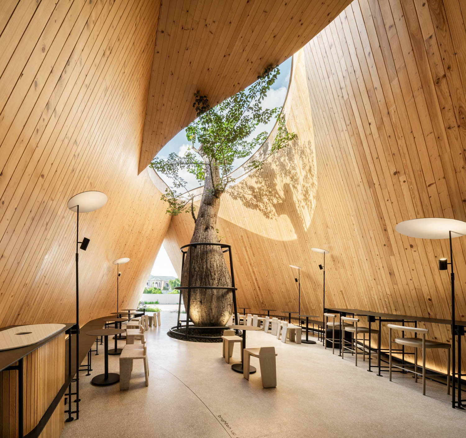 tree and shade Harudot By Nana Coffee Roasters / IDIN Architects Chonburi, Thailand